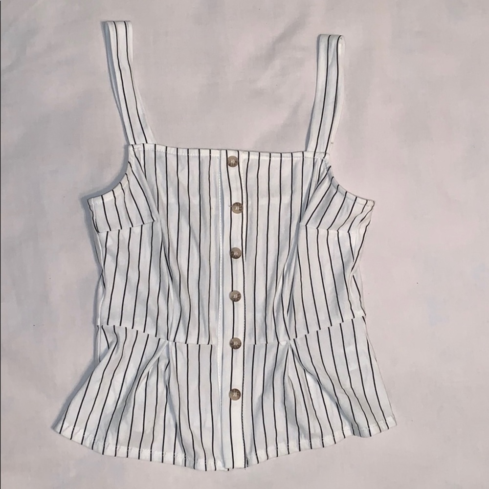 Striped button down top